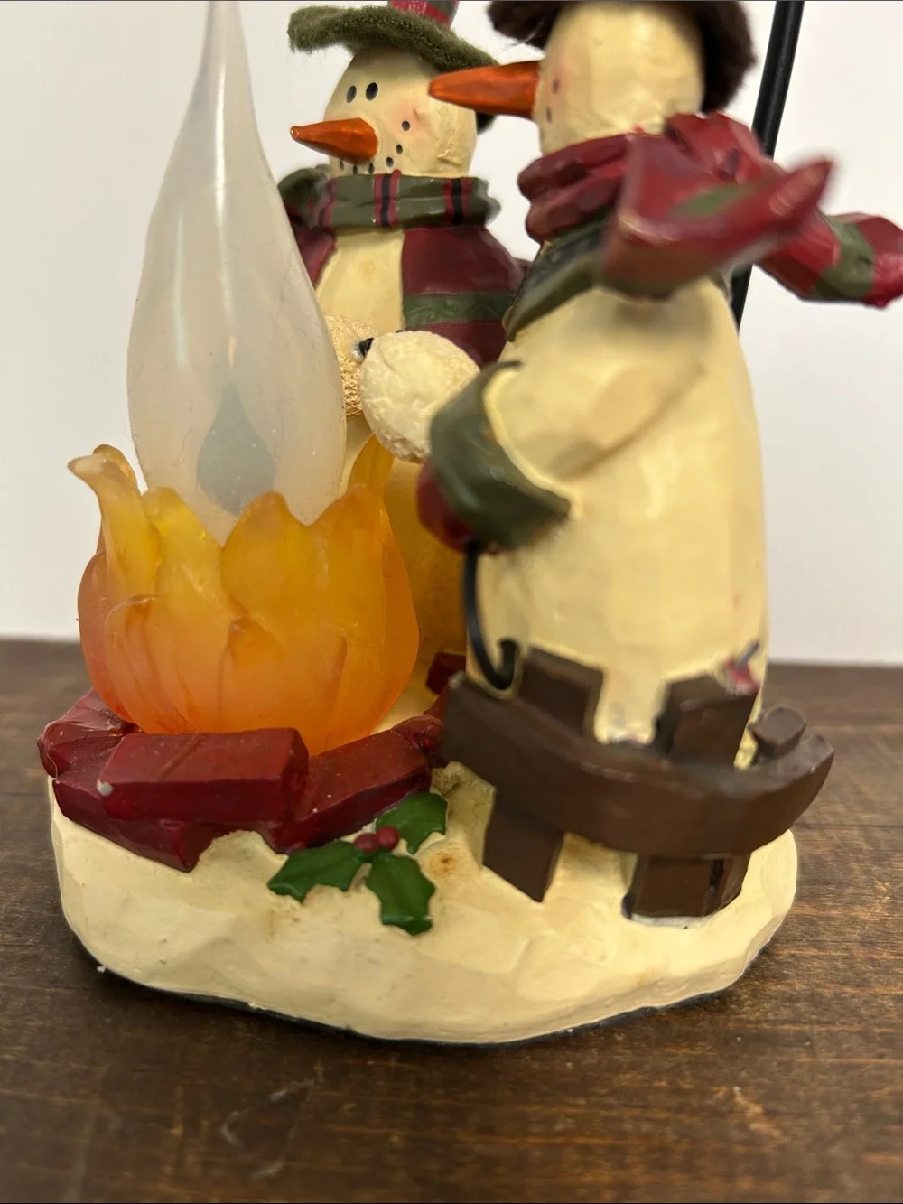 Crazy Mountain Holiday Resin Snowmen & Cardinal Lighted Winter Campfire Decor